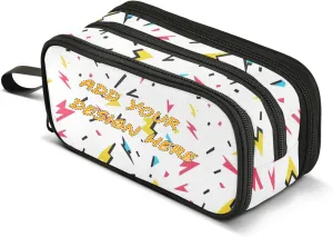 customizable Nylon School Pencil Bag Lightning Video Game White Large Capacity Pencil Case Stationery for Elementary Teen Boys