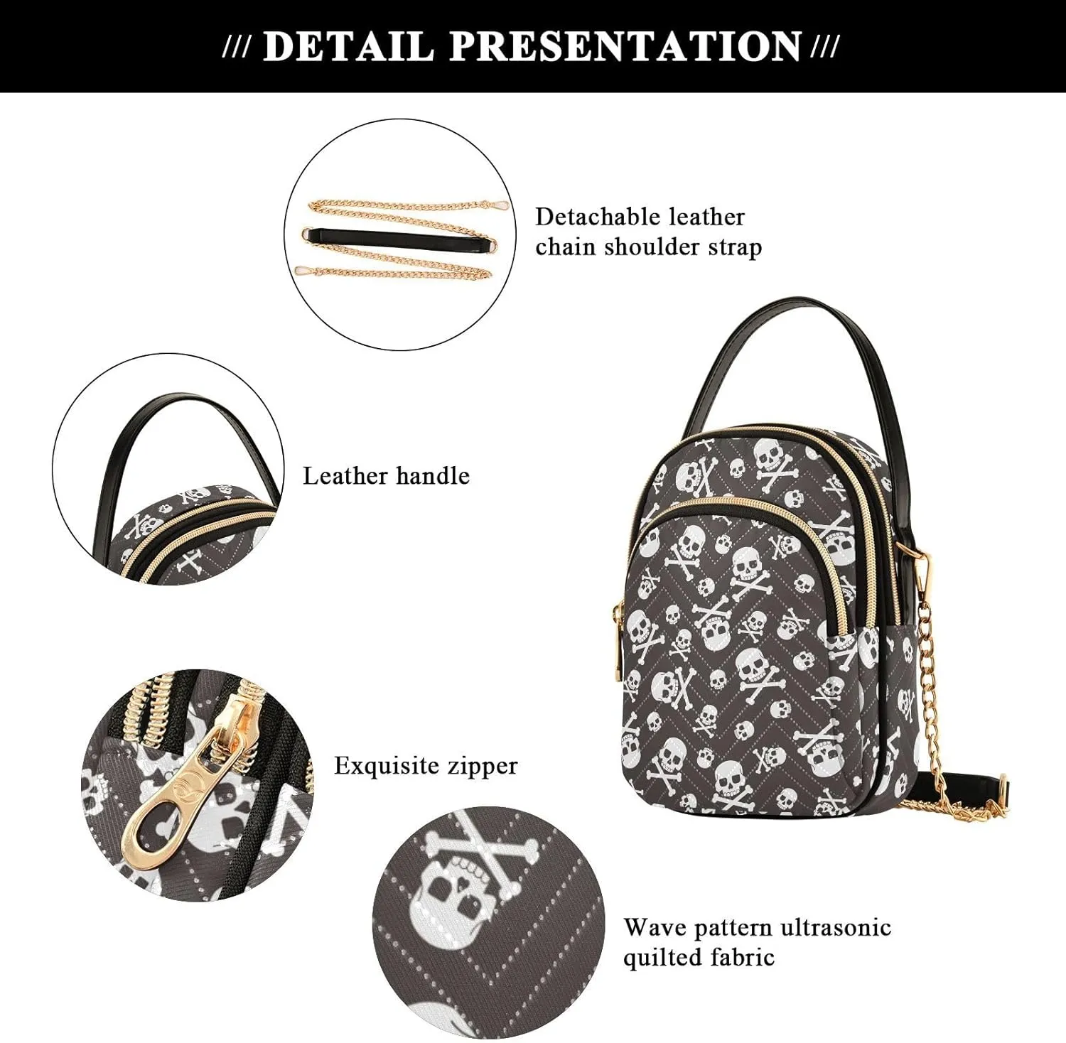 Cute Penguin Ski Pattern Women Crossbody Bags Multi Pockets Hand Bag for Womens, Travel Sling Bag