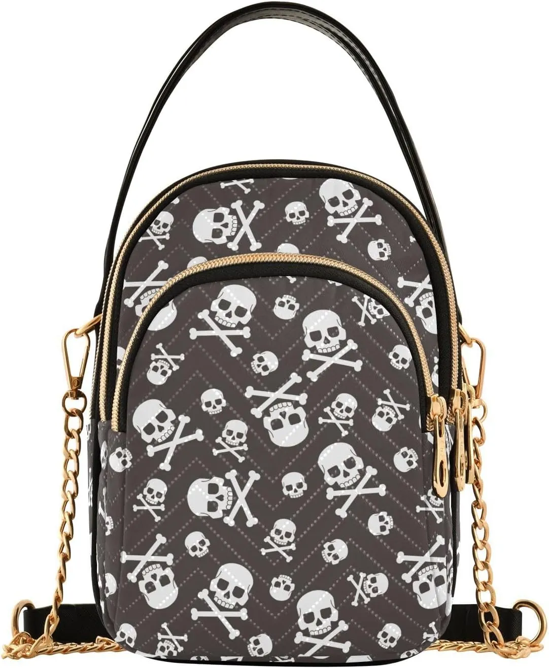 Cute Penguin Ski Pattern Women Crossbody Bags Multi Pockets Hand Bag for Womens, Travel Sling Bag