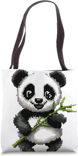 Cute Retro-Style Panda Holding Bamboo for Kids Tote Bag