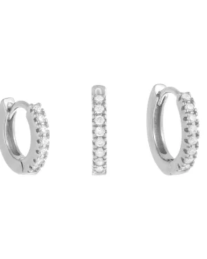 CZ Mini Huggie Earring Combo Set Silver One Size | Silver