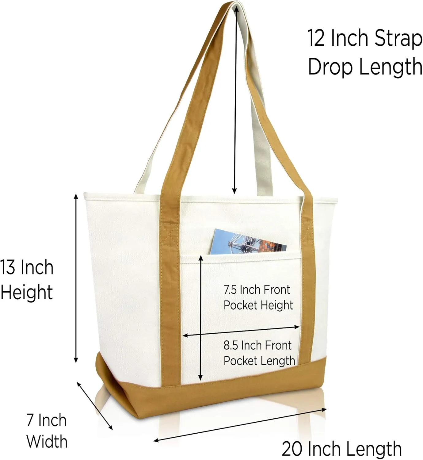 DALIX 20" K-Initial Tote Bag Monogrammed Cotton Canvas in Brown