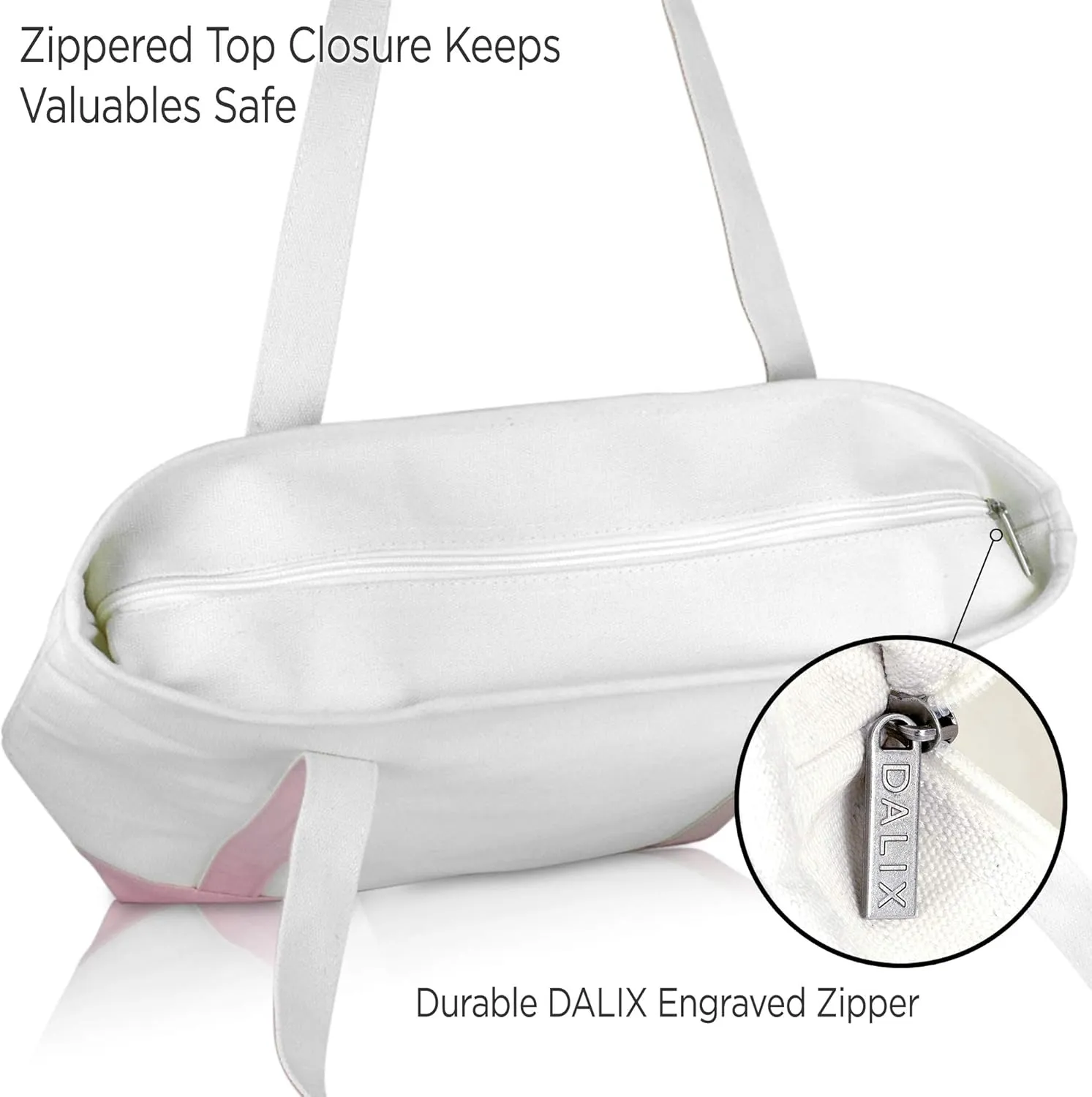 DALIX Heartbeat Embroidered Premium Cotton Canvas RN Nurse Tote Bag in Pink