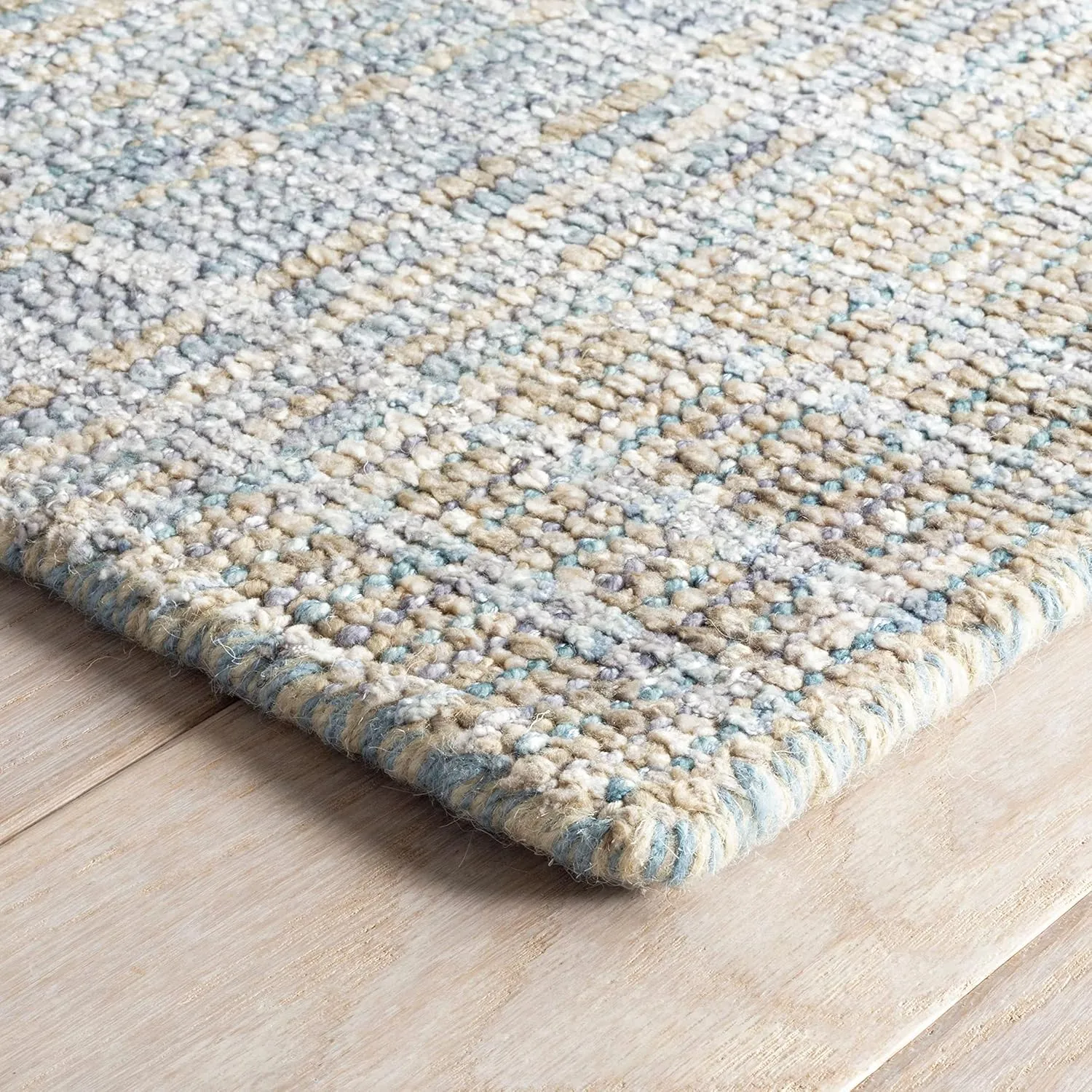 Dash and Albert Geneva Viscose & Cotton Area Rug - 9' x 12' Blue Geometric Handwoven Accent Rug - Durable, Low Pile, Low Traffic Friendly