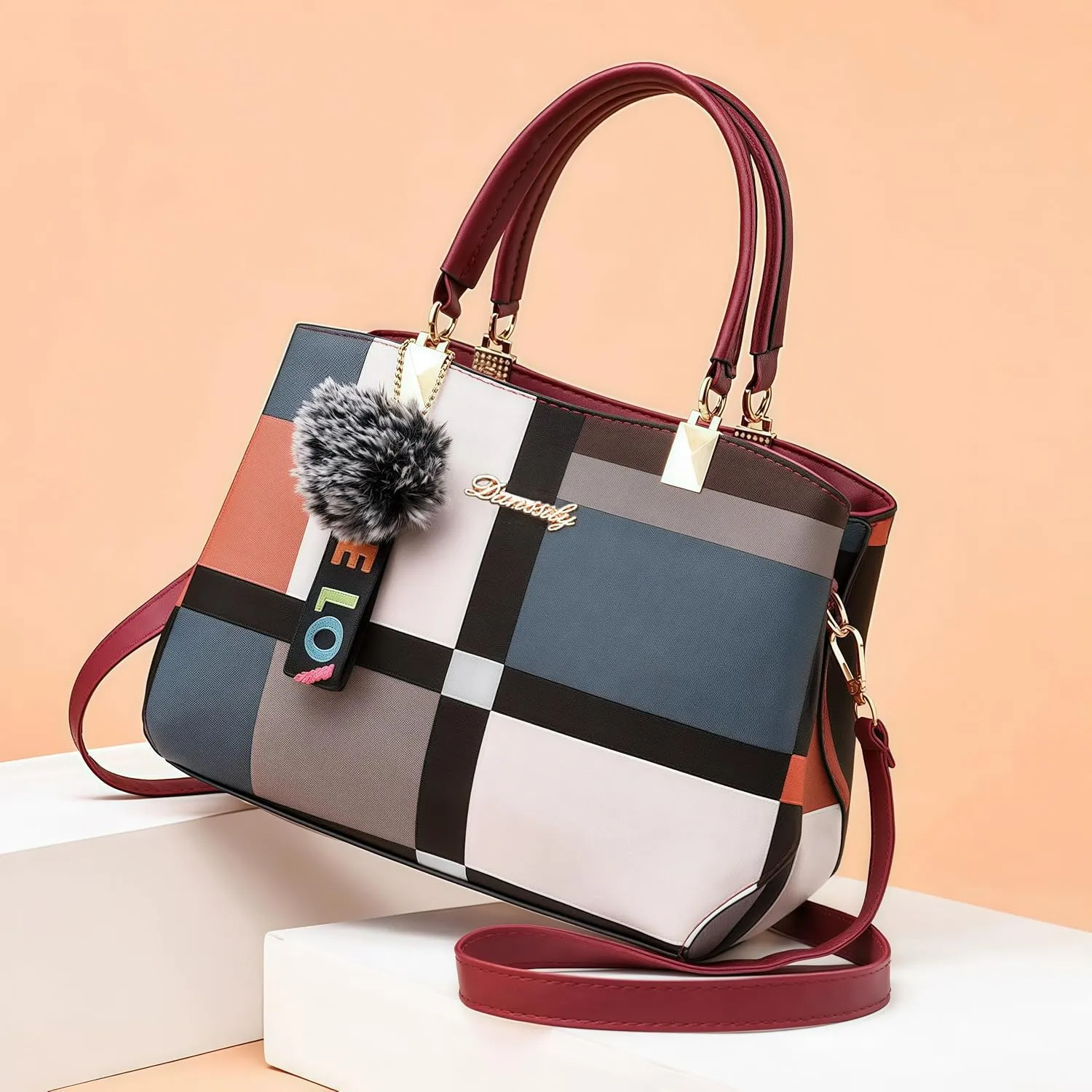 Dassily Purses and Handbags For Women Fashion Plaid Pattern Crossbody Bag Shoulder Bag Small Tote Bag Ladies Satchel Purse