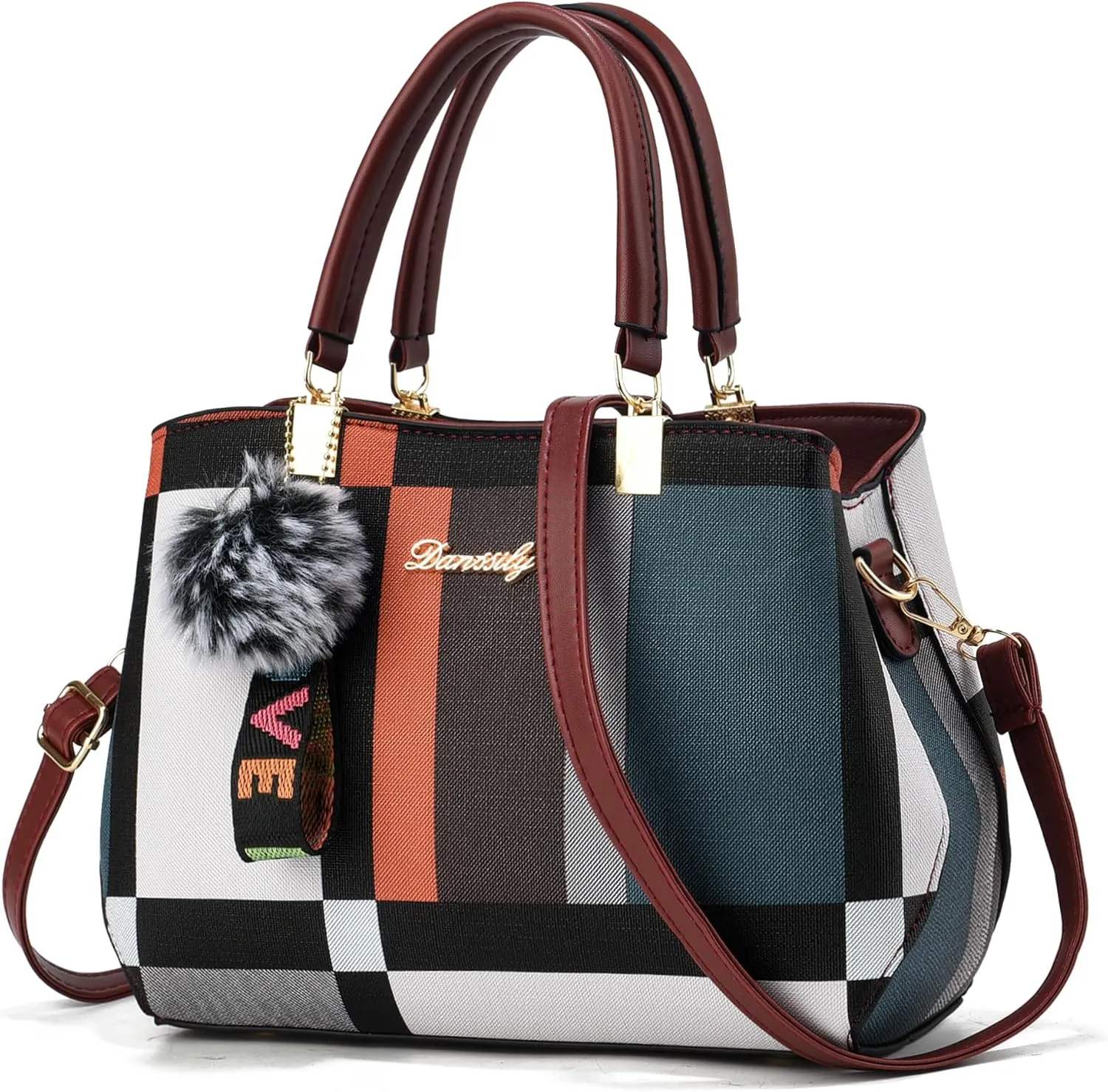 Dassily Purses and Handbags For Women Fashion Plaid Pattern Crossbody Bag Shoulder Bag Small Tote Bag Ladies Satchel Purse