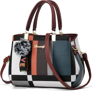 Dassily Purses and Handbags For Women Fashion Plaid Pattern Crossbody Bag Shoulder Bag Small Tote Bag Ladies Satchel Purse