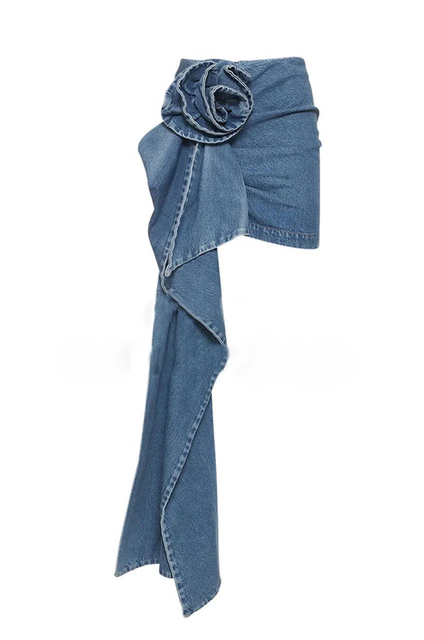Debbie Floral Appliqué Denim Skirt