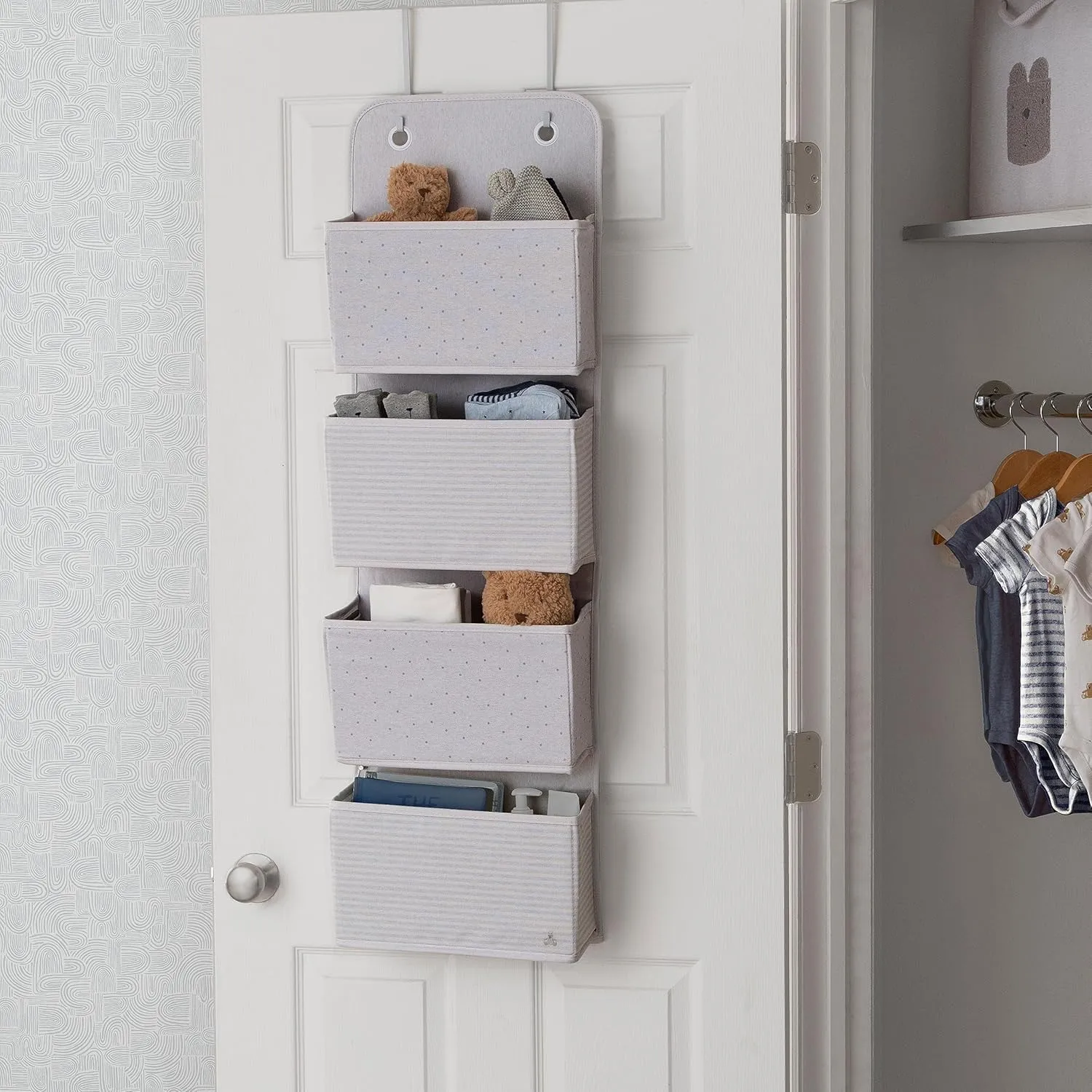 Delta Children GAP babyGap 2-Pack Over the Door Storage Organizer with 4 Pockets, Grey