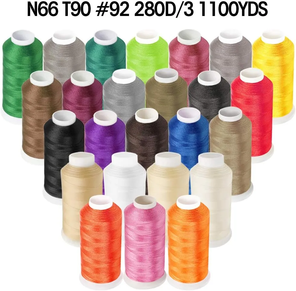 Desirable Life Bonded Nylon N66 Sewing Thread 1100 Yards Size #92 T90 280D/3 for Leather Denim Hand Machine Craft Shoe Bag Repairing Extra Strong Heavy Duty High Temperature Resistant Waterproof