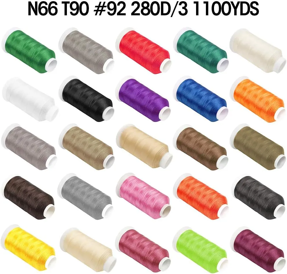 Desirable Life Bonded Nylon N66 Sewing Thread 1100 Yards Size #92 T90 280D/3 for Leather Denim Hand Machine Craft Shoe Bag Repairing Extra Strong Heavy Duty High Temperature Resistant Waterproof