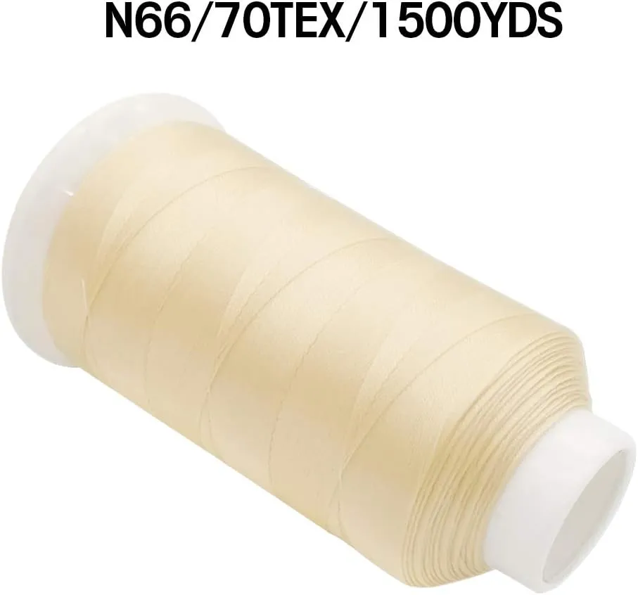 Desirable Life Bonded Nylon N66 Sewing Thread 1500 Yards Size #69 T70 210D/3 for Leather Denim Hand Machine Craft Shoe Bag Repairing Strong Heavy Duty High Temperature Resistant Waterproof (Beige)