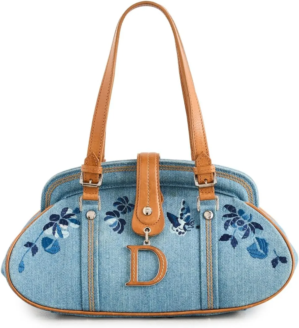 Dior Women's Pre-Loved Blue Denim Handbag