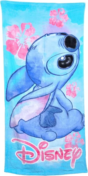 Disney Floral Stitch Beach Towel,Cotton 28x58 (1)