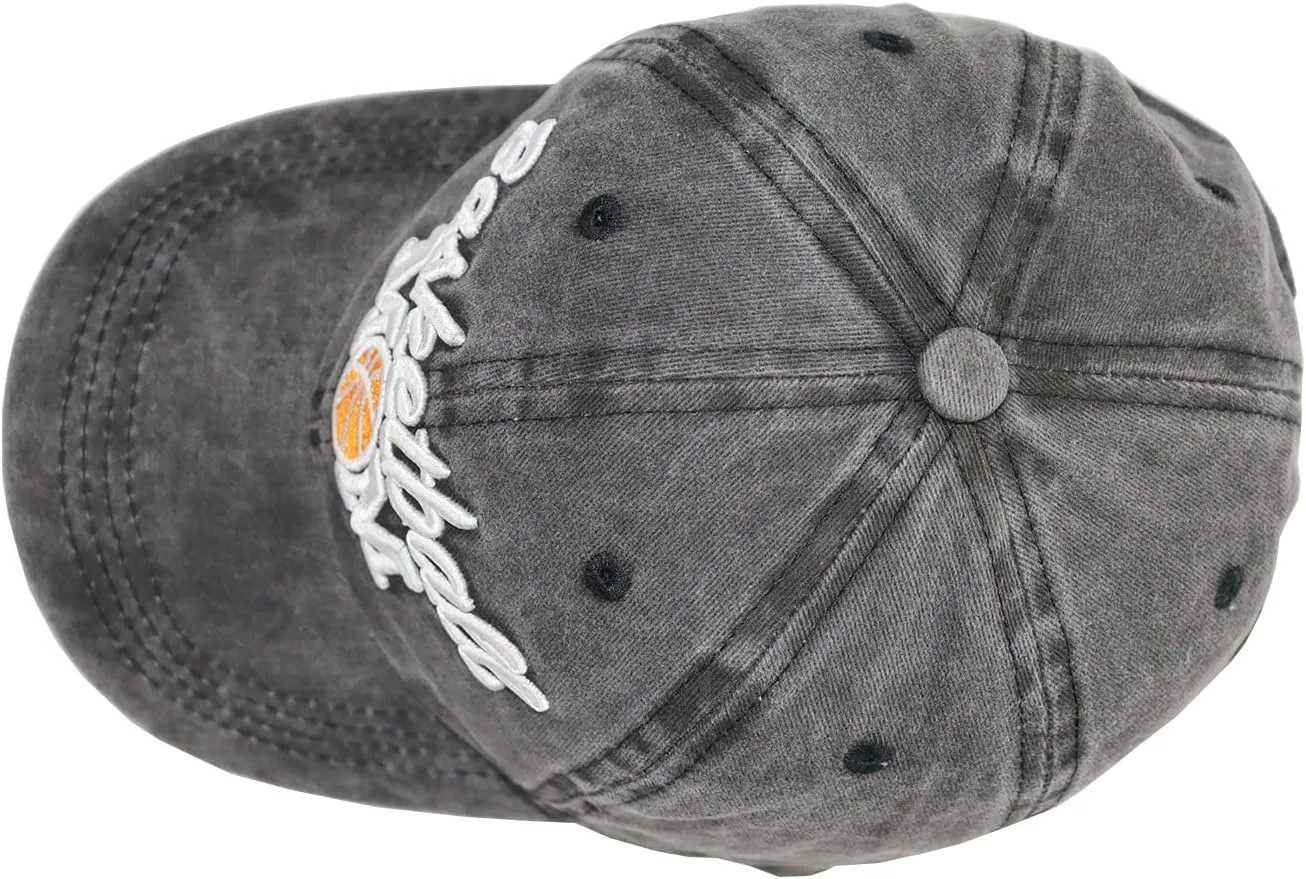 Distressed Basketball Mom Baseball Cap for Women, Adjustable Washed Embroidered Sun Hat for Mama