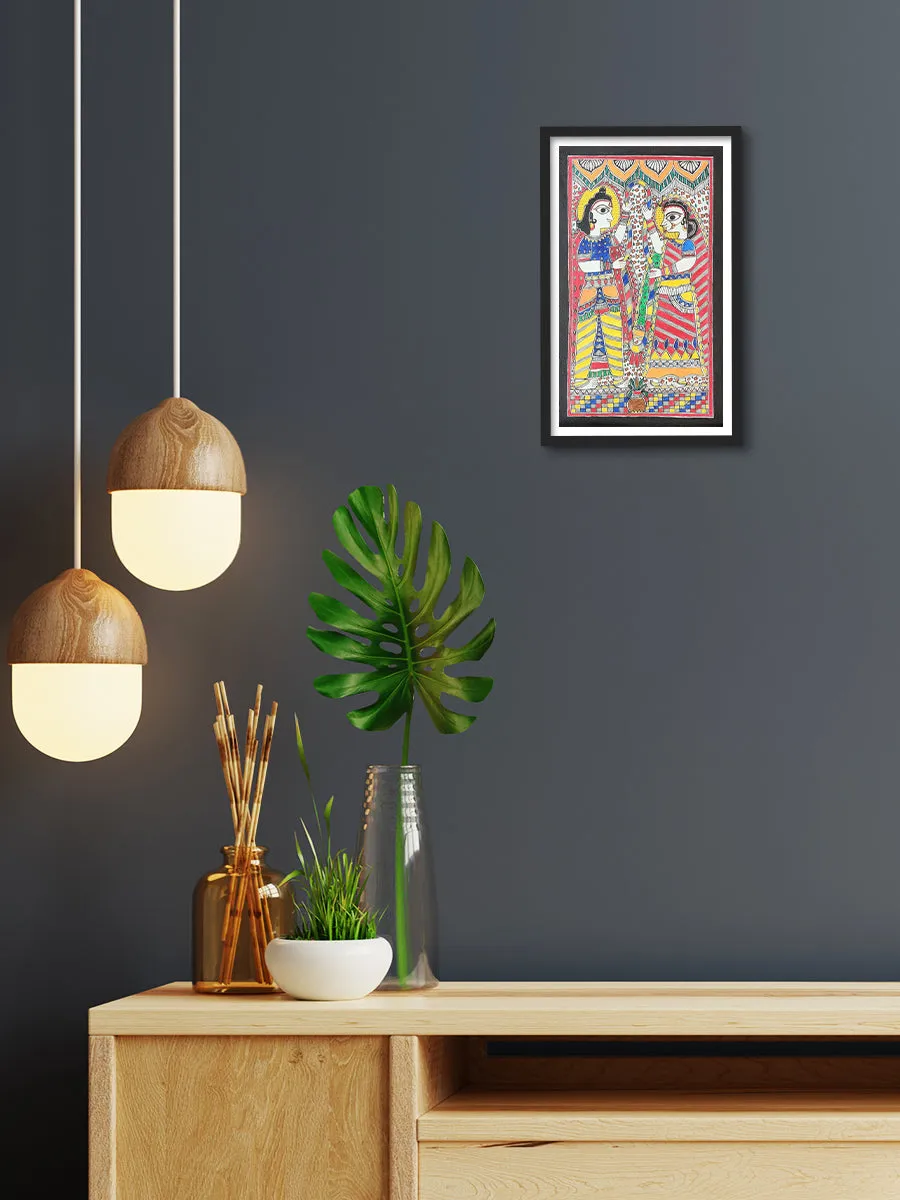 Divine union – A mythological celebration of Madhubani Art, Madhubani Painting by Priti Karn