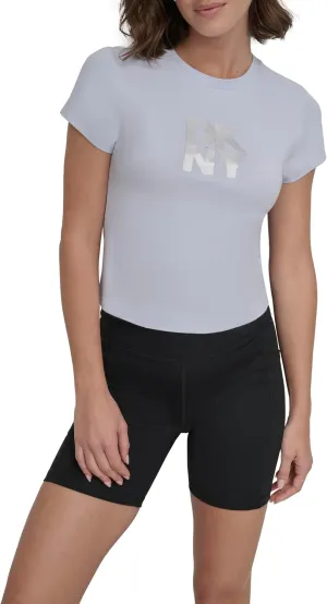 DKNY womens Foil Logo Short Sleeve Baby Tee