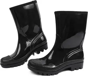 DKSUKO Waterproof Womens Rain Boots insulated,Lightweight Rubber fashion Boots in Gardening,Warm and Comfortable Wide Calf Rain Boots with Glossy in Outdoor