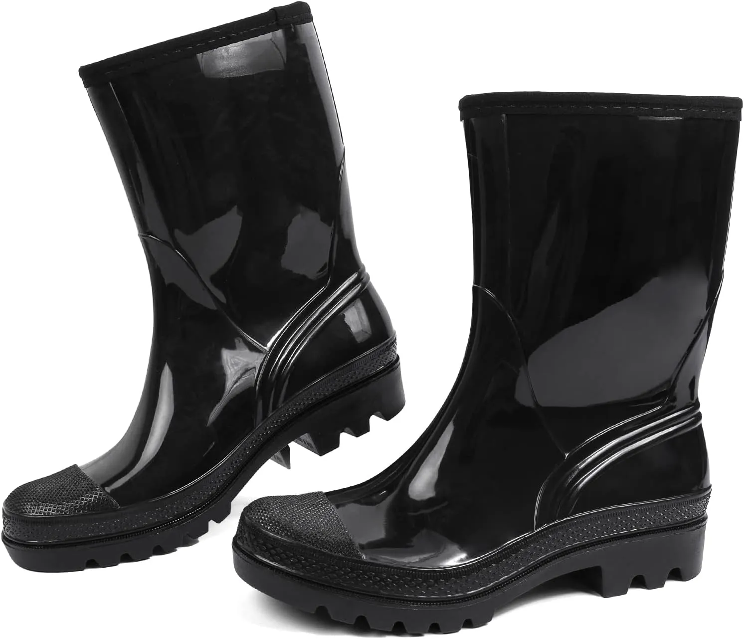 DKSUKO Waterproof Womens Rain Boots insulated,Lightweight Rubber fashion Boots in Gardening,Warm and Comfortable Wide Calf Rain Boots with Glossy in Outdoor