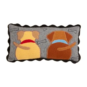 Dog Tails Mini Felted Pillow By Mud Pie