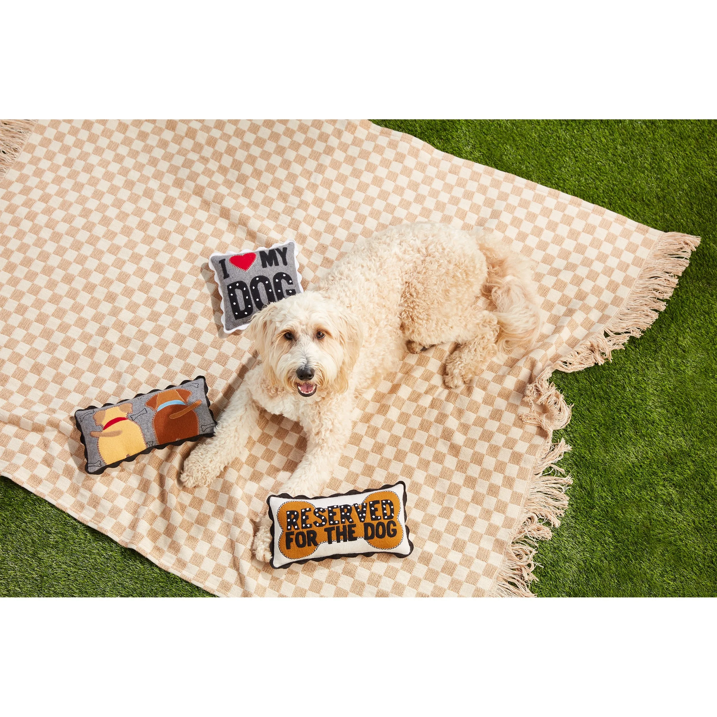 Dog Tails Mini Felted Pillow By Mud Pie