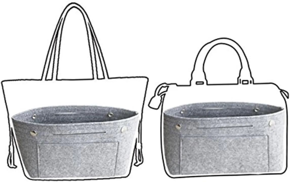 DOITOOL 2 pcs Tote Grey Holdder Toiletry Travel Divider Miss Handbag in for Portable Cosmetic Bag Storage, Greyx3pcs, Size 1x3pcs