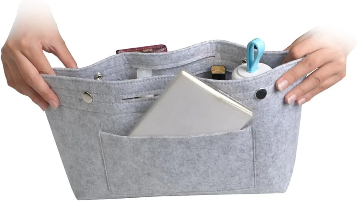 DOITOOL 2 pcs Tote Grey Holdder Toiletry Travel Divider Miss Handbag in for Portable Cosmetic Bag Storage, Greyx3pcs, Size 1x3pcs