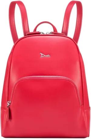 DOSHI - Red Slim Backpack 1.5 - Durable Microfiber Vegan Leather Backpack for Women - Women's Vegan Backpack with Stainless Steel Logo - Luxury Backpack with Zip and Slip Pocket