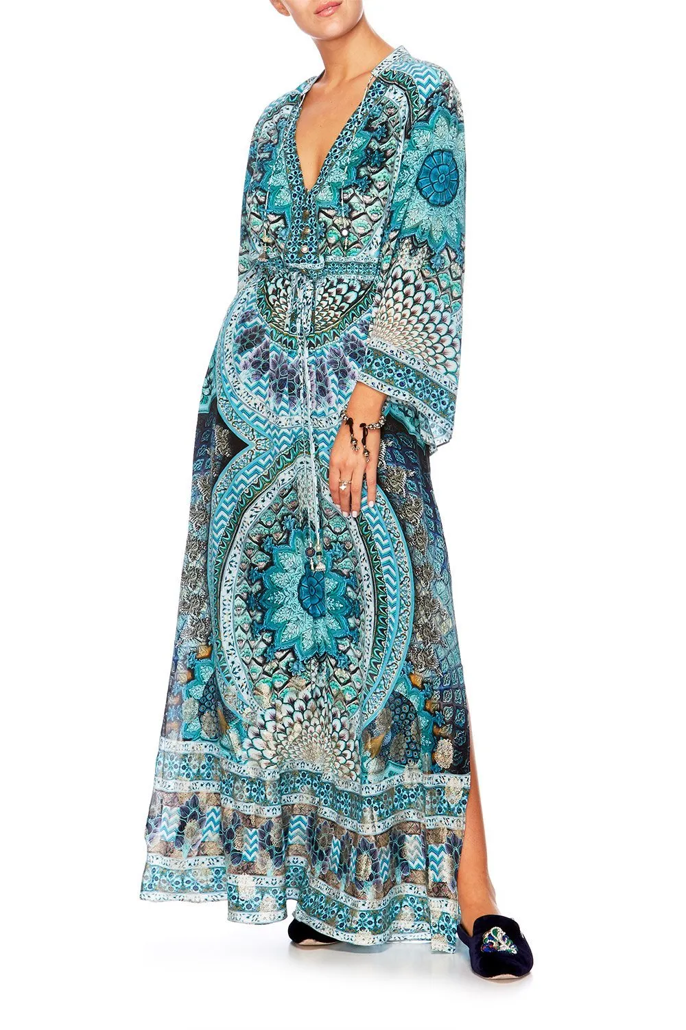 DRAWSTRING BUTTON UP DRESS TURN ON THE CHARM