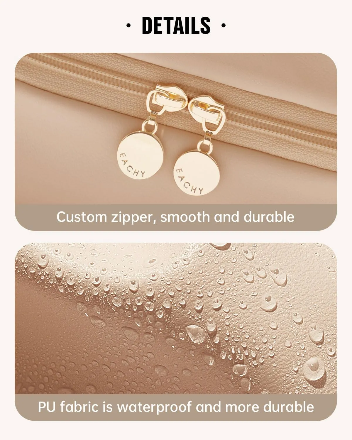 EACHY Travel Makeup Bag,Large Capacity Cosmetic Bags for Women,Waterproof Portable Pouch Open Flat Toiletry Bag Make up Organizer with Divider and Handle