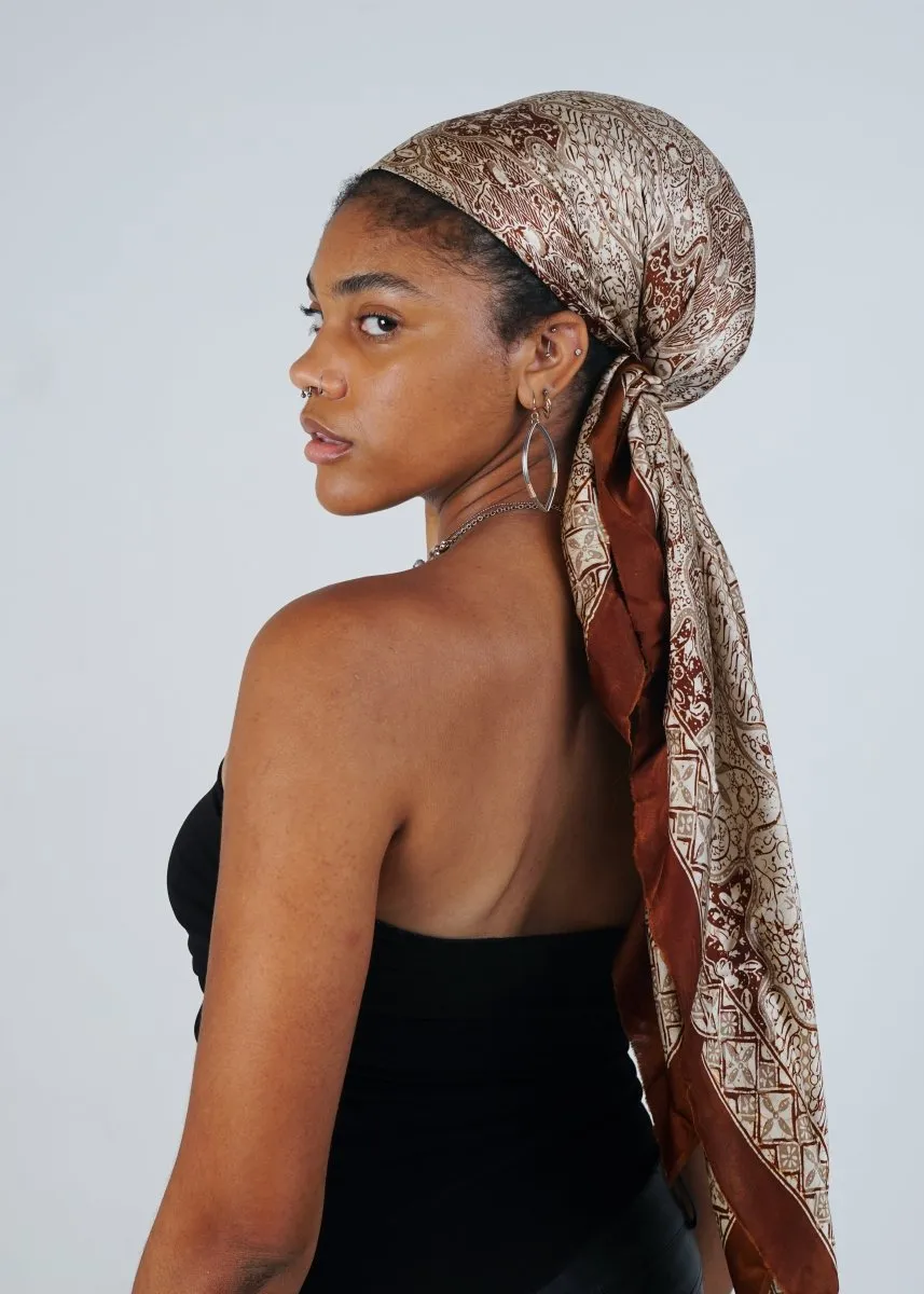 EARTHY BROWN REFINED SILK SQUARE