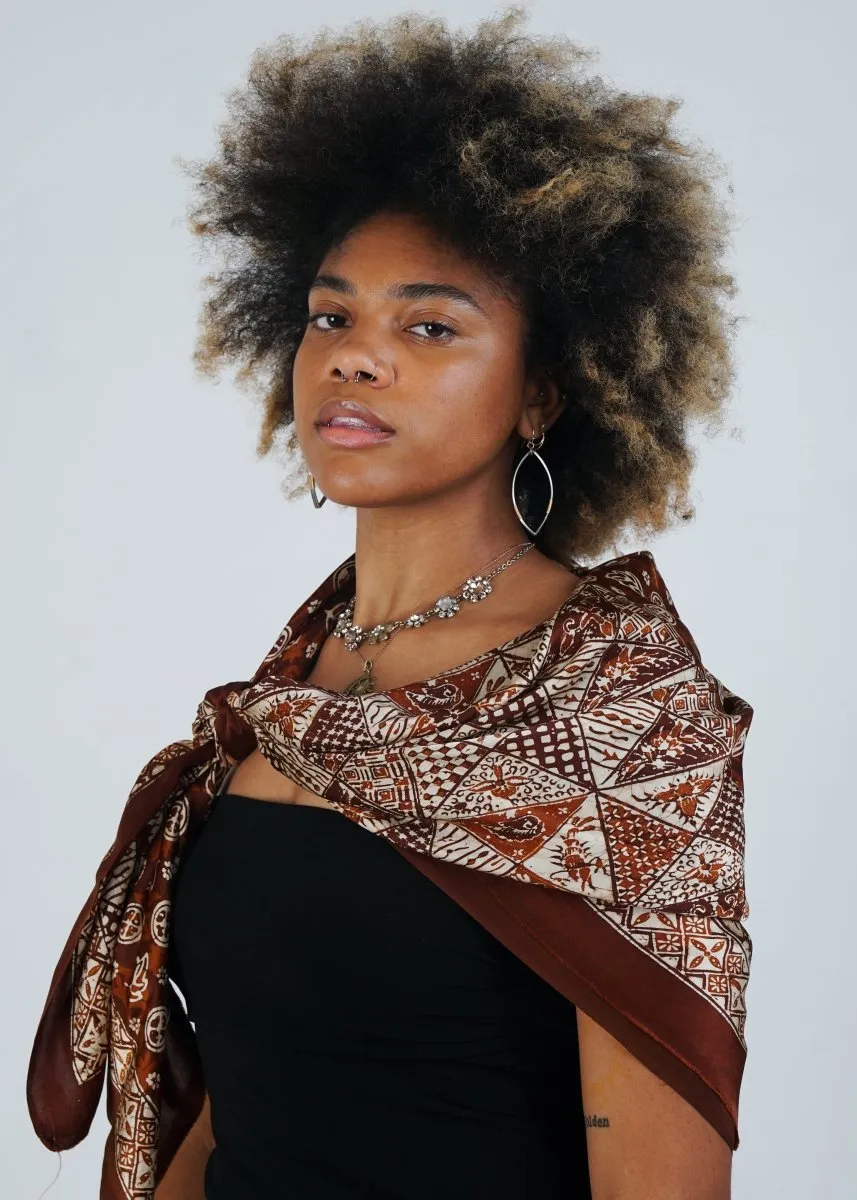 EARTHY BROWN REFINED SILK SQUARE