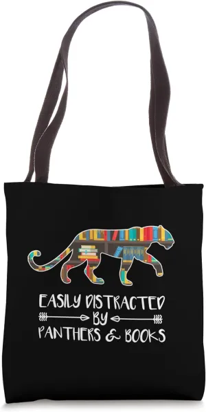 Easily Distracted By Panthers & Books Lover Tote Bag