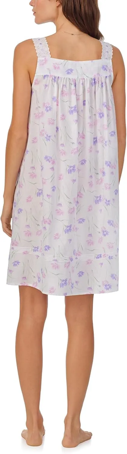 Eileen West Women's Cotton Woven Sleeveless Chemise