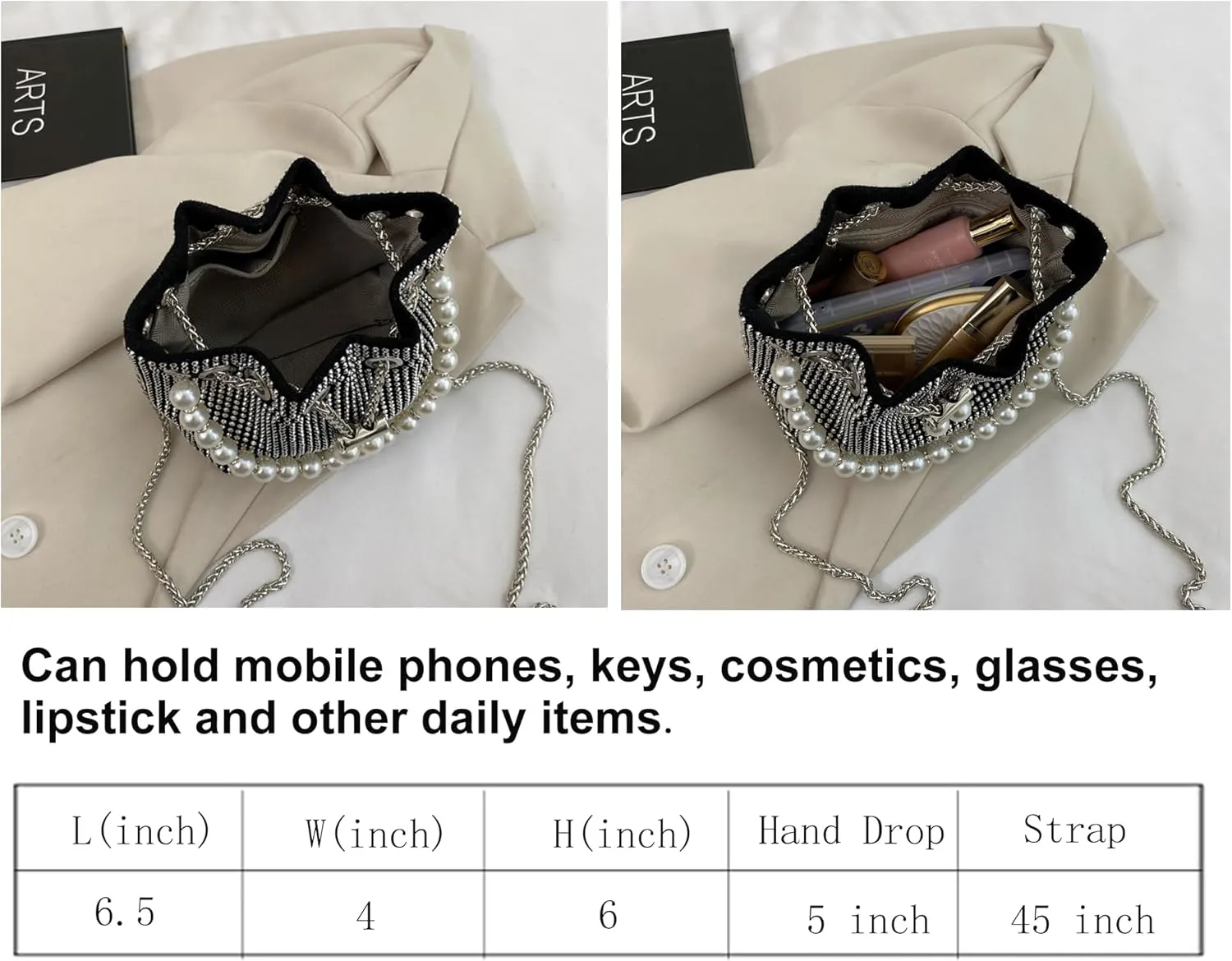 Elegant Rhinestone Evening Bags for Women - Sparkling Clutch Purses for Parties, Proms, Weddings, Night Outs, Formal Events