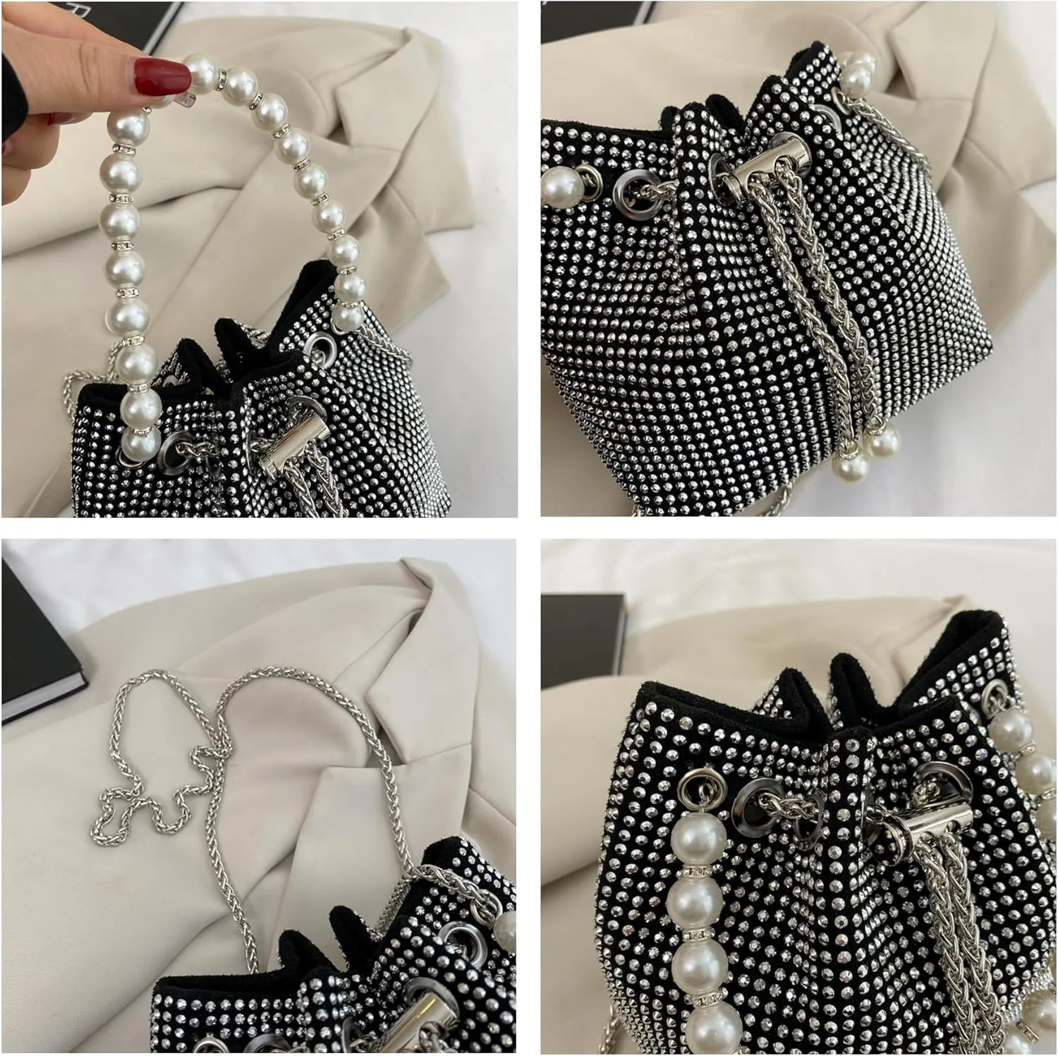 Elegant Rhinestone Evening Bags for Women - Sparkling Clutch Purses for Parties, Proms, Weddings, Night Outs, Formal Events