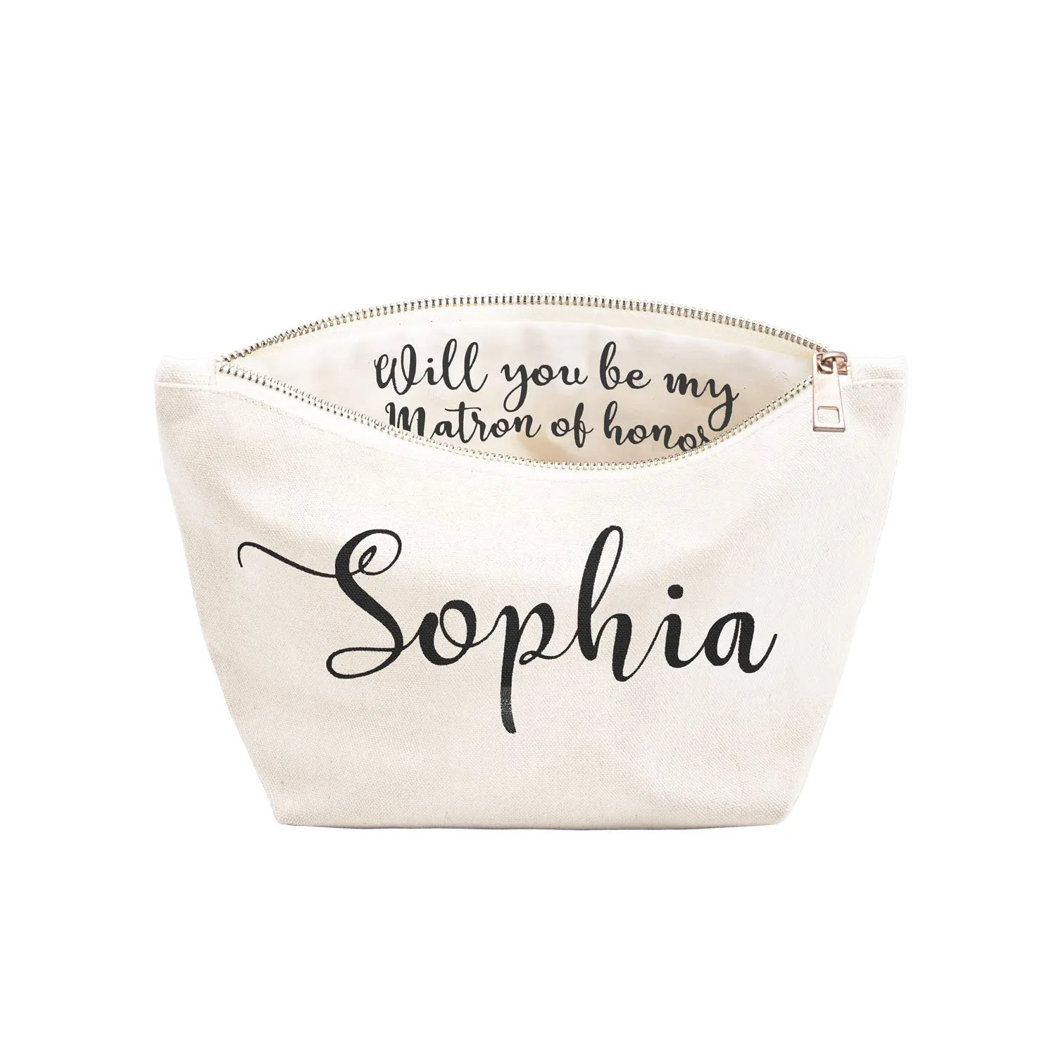 ELEGANTPARK Personalized Will You Be My Maid of honor Matron of Honor Bridesmaid Proposal Gifts Ideas Makeup Bag Ask Gift Travel Cotton Canvas Cosmetic Bag Zipper Foil