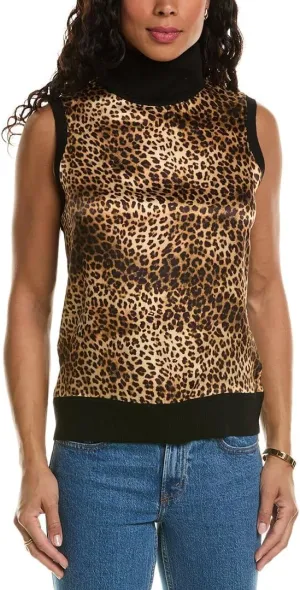 Elie Tahari Ocelot Print Silk & Wool Sweater