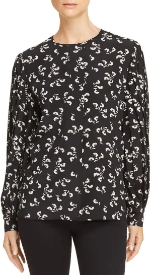 Elizabeth and James Womens Celie Floral Crewneck Blouse B/W M