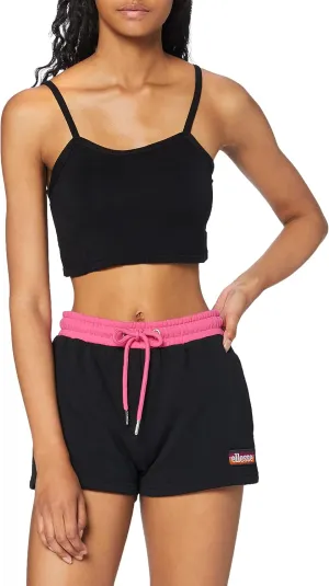 ellesse Women's Tang Shorts Everyday Athletic Fashion Black Pink Logo Clothing (as1, Alpha, x_s, Regular, Regular, Black, XS, Regular Fit)