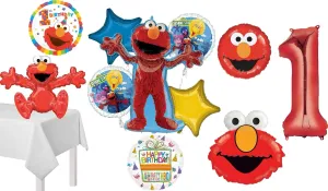 Elmo's Ultimate 1st Birthday Party Supplies Foil Balloon Bouquet Decorations
