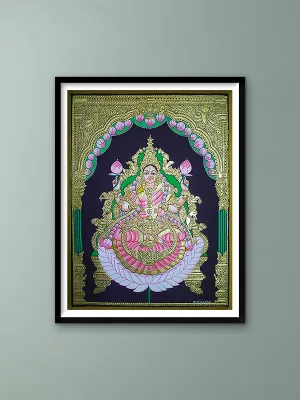 Embodiment of Wealth: A Gilded Portrait of Goddess Lakshmi in Mysore Art by Dr. J Dundaraja