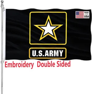 Embroidered US Army Military Flag 3x5 Double Sided Heavy Duty United States Military Flag Army Black Heavy Duty 340D Polyester and Durable Canvas Header with 2 Brass Grommets