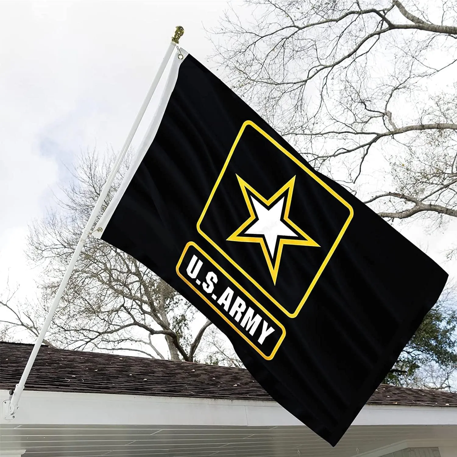 Embroidered US Army Military Flag 3x5 Double Sided Heavy Duty United States Military Flag Army Black Heavy Duty 340D Polyester and Durable Canvas Header with 2 Brass Grommets