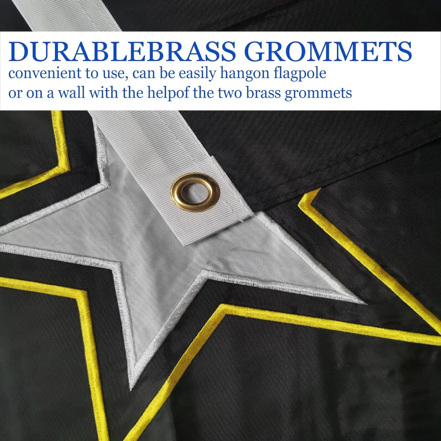 Embroidered US Army Military Flag 3x5 Double Sided Heavy Duty United States Military Flag Army Black Heavy Duty 340D Polyester and Durable Canvas Header with 2 Brass Grommets