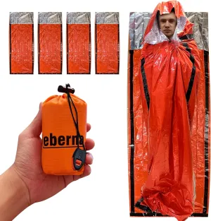 Emergency Bivy Sack Bivy Bag - Emergency Sleeping Bags 4 Pack Mylar Survival Sleeping Bag Emergency Bivvy Sack Waterproof Lightweight Foil Military Patriot Compact Gear Blanket Thermal Escape Camping