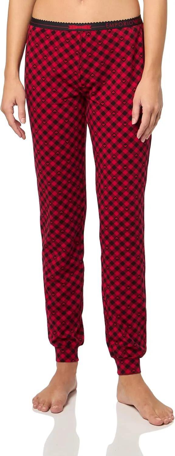 Emporio Armani Women's Tartan Christmas Cotton Long Pajamas