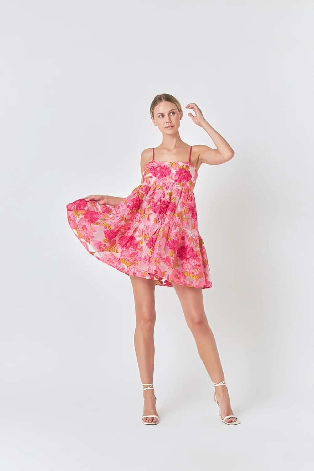 endless rose Organza Floral Mini Dress