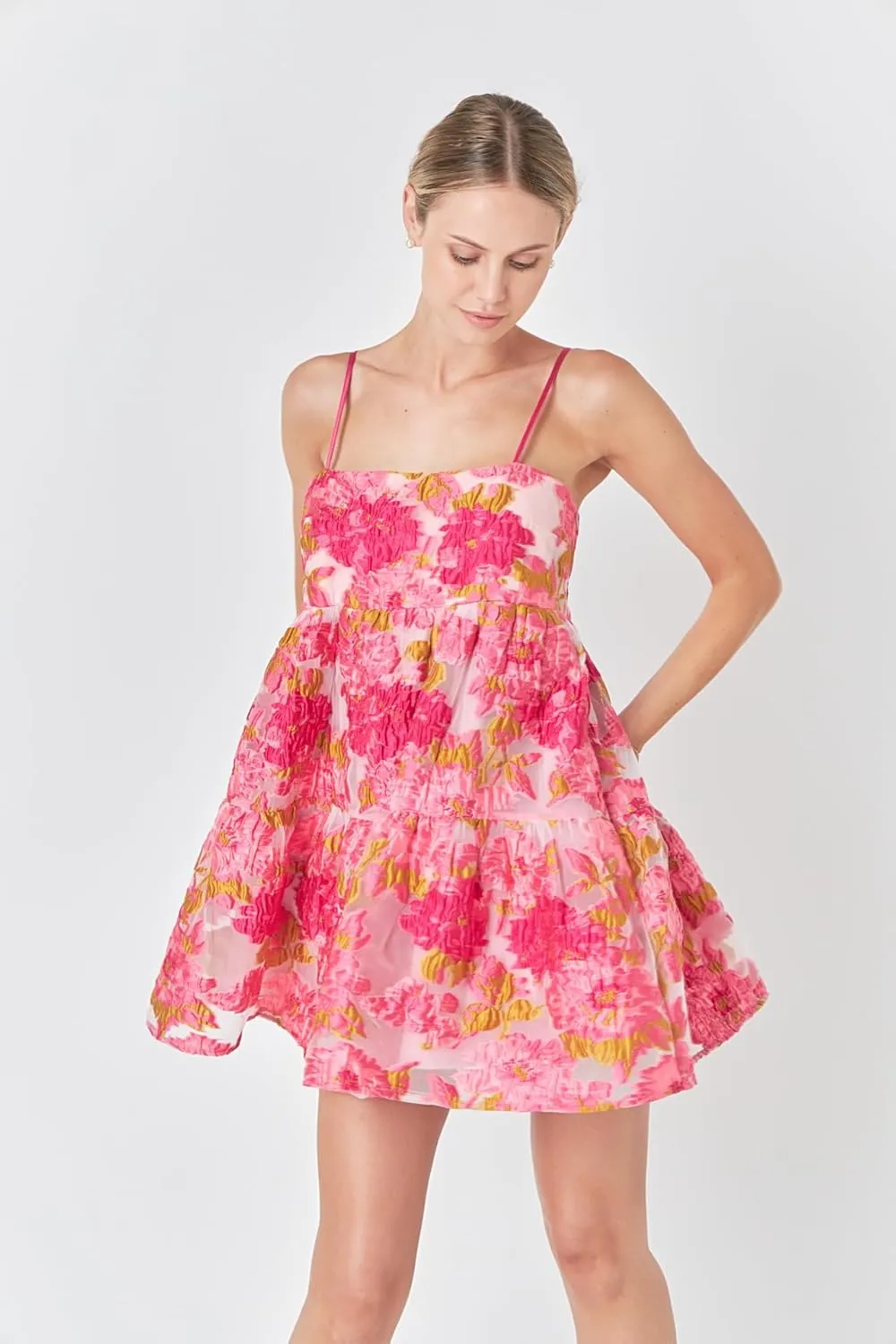 endless rose Organza Floral Mini Dress