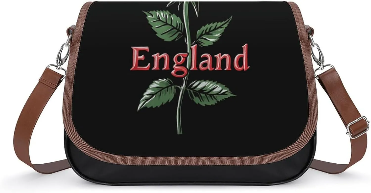 England Red Rose Fashion Crossbody Bags for Women Lightweight Shoulder Handbags Travel Purse with Strap Custom Gifts